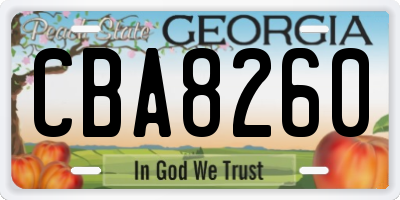 GA license plate CBA8260