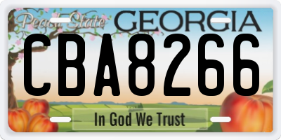 GA license plate CBA8266