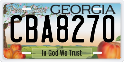 GA license plate CBA8270