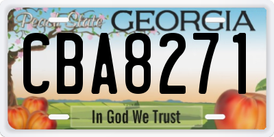 GA license plate CBA8271