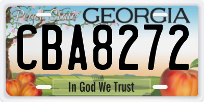 GA license plate CBA8272