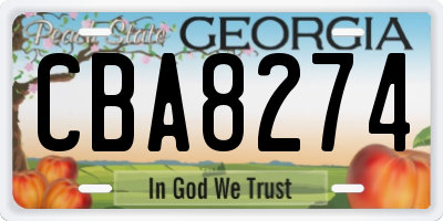 GA license plate CBA8274