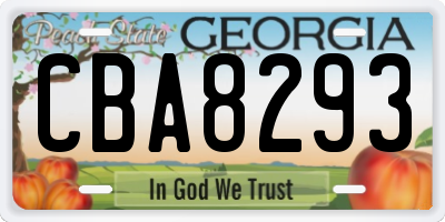 GA license plate CBA8293