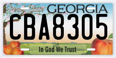 GA license plate CBA8305
