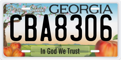 GA license plate CBA8306