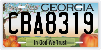 GA license plate CBA8319