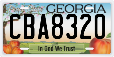 GA license plate CBA8320