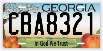 GA license plate CBA8321