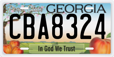 GA license plate CBA8324