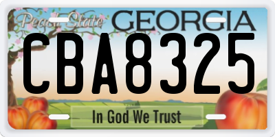 GA license plate CBA8325