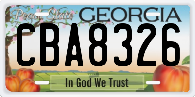 GA license plate CBA8326