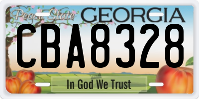 GA license plate CBA8328