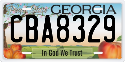 GA license plate CBA8329