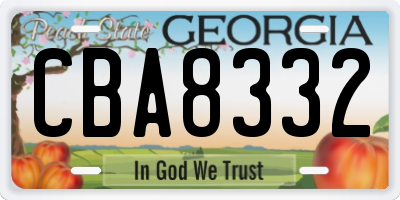 GA license plate CBA8332