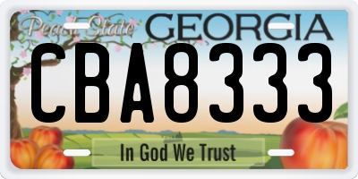 GA license plate CBA8333