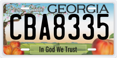 GA license plate CBA8335
