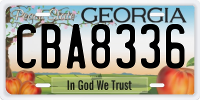 GA license plate CBA8336