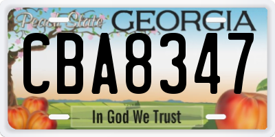GA license plate CBA8347