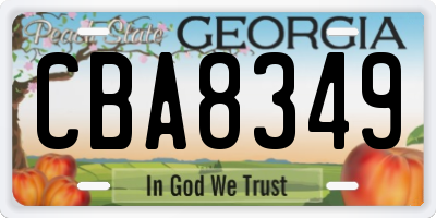 GA license plate CBA8349