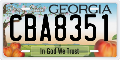 GA license plate CBA8351