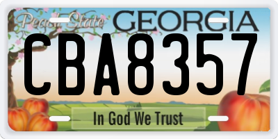GA license plate CBA8357