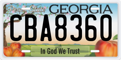 GA license plate CBA8360