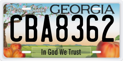 GA license plate CBA8362