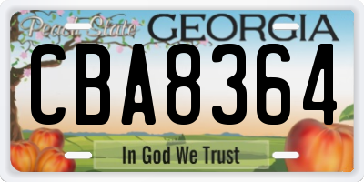 GA license plate CBA8364