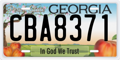 GA license plate CBA8371