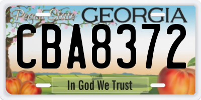 GA license plate CBA8372