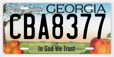 GA license plate CBA8377