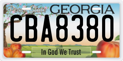 GA license plate CBA8380