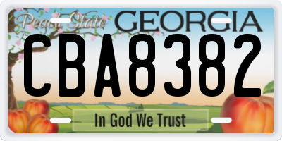 GA license plate CBA8382