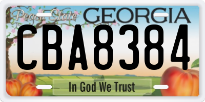 GA license plate CBA8384