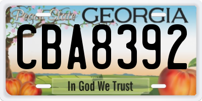 GA license plate CBA8392