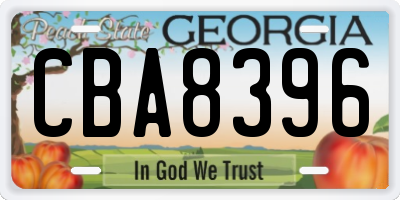 GA license plate CBA8396