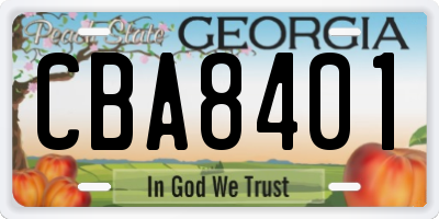 GA license plate CBA8401