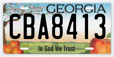 GA license plate CBA8413