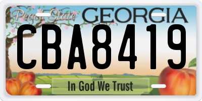 GA license plate CBA8419