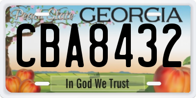 GA license plate CBA8432