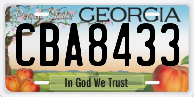 GA license plate CBA8433