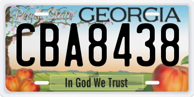 GA license plate CBA8438
