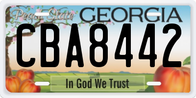 GA license plate CBA8442