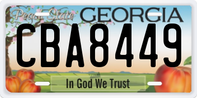 GA license plate CBA8449