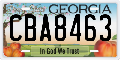 GA license plate CBA8463
