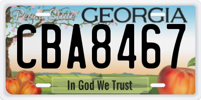 GA license plate CBA8467