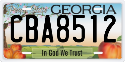 GA license plate CBA8512