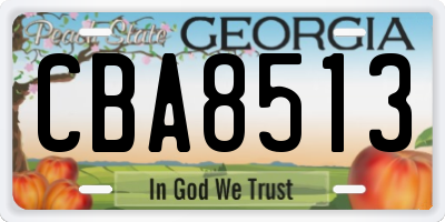 GA license plate CBA8513