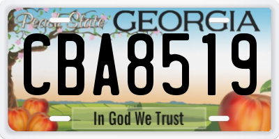 GA license plate CBA8519