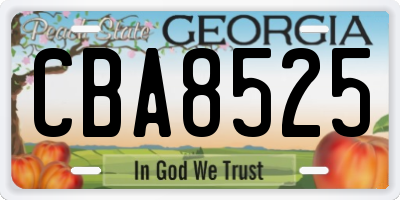 GA license plate CBA8525